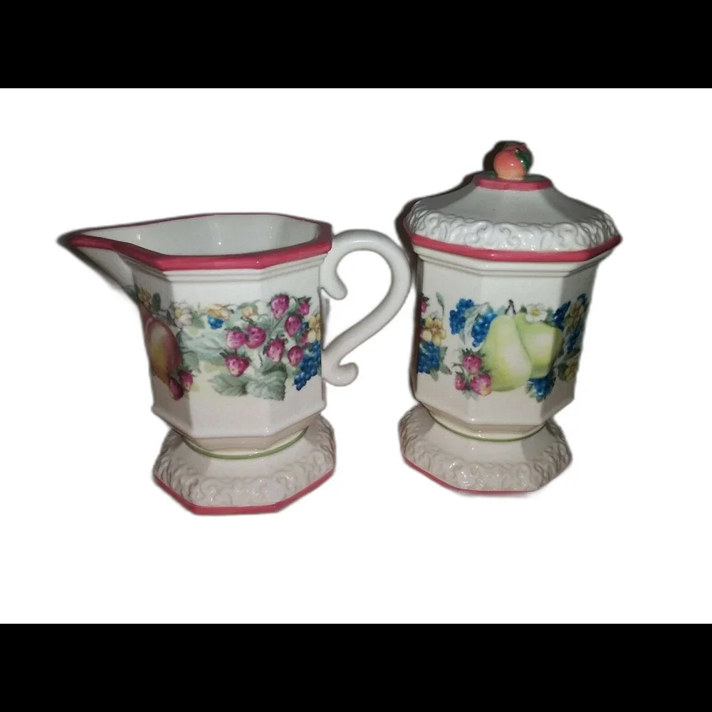 Avon Sweet Country Harvest Creamer And Sugar Bowl With Lid